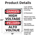 thumbnail image 2 of (2 Pack) High Voltage (Bilingual) OSHA Danger Sign 18 Inch X 24 Inch Indoor / Outdoor Rust-Free Aluminum Metal Signs for Workplace, Workshop, and Construction Site, Made in the USA, 2 of 8