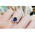 thumbnail image 5 of HeartsAndYou 2ct Natural Blue Sapphire Engagement Ring 14k SOLID White Gold Halo Statement, 5 of 9