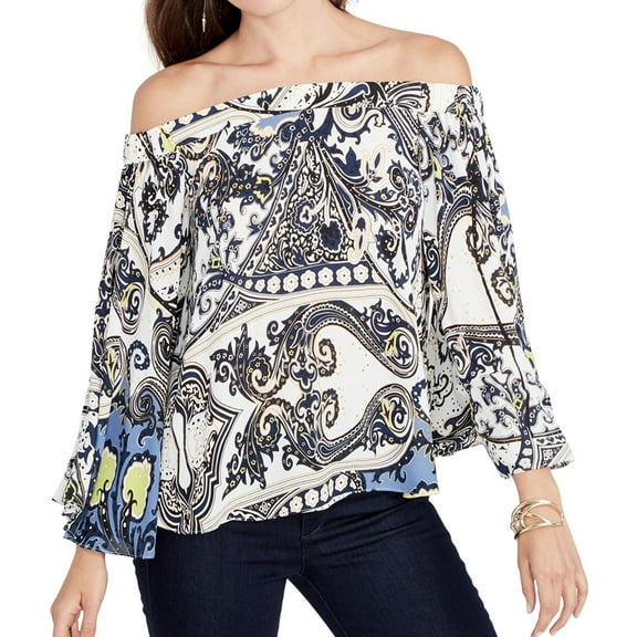 Rachel Roy Womens Printed Knit Blouse, Off-White, XX-Large