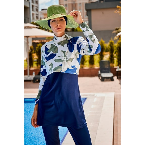 Lycra Navy Burkini Modest Swimwear 1972 USA