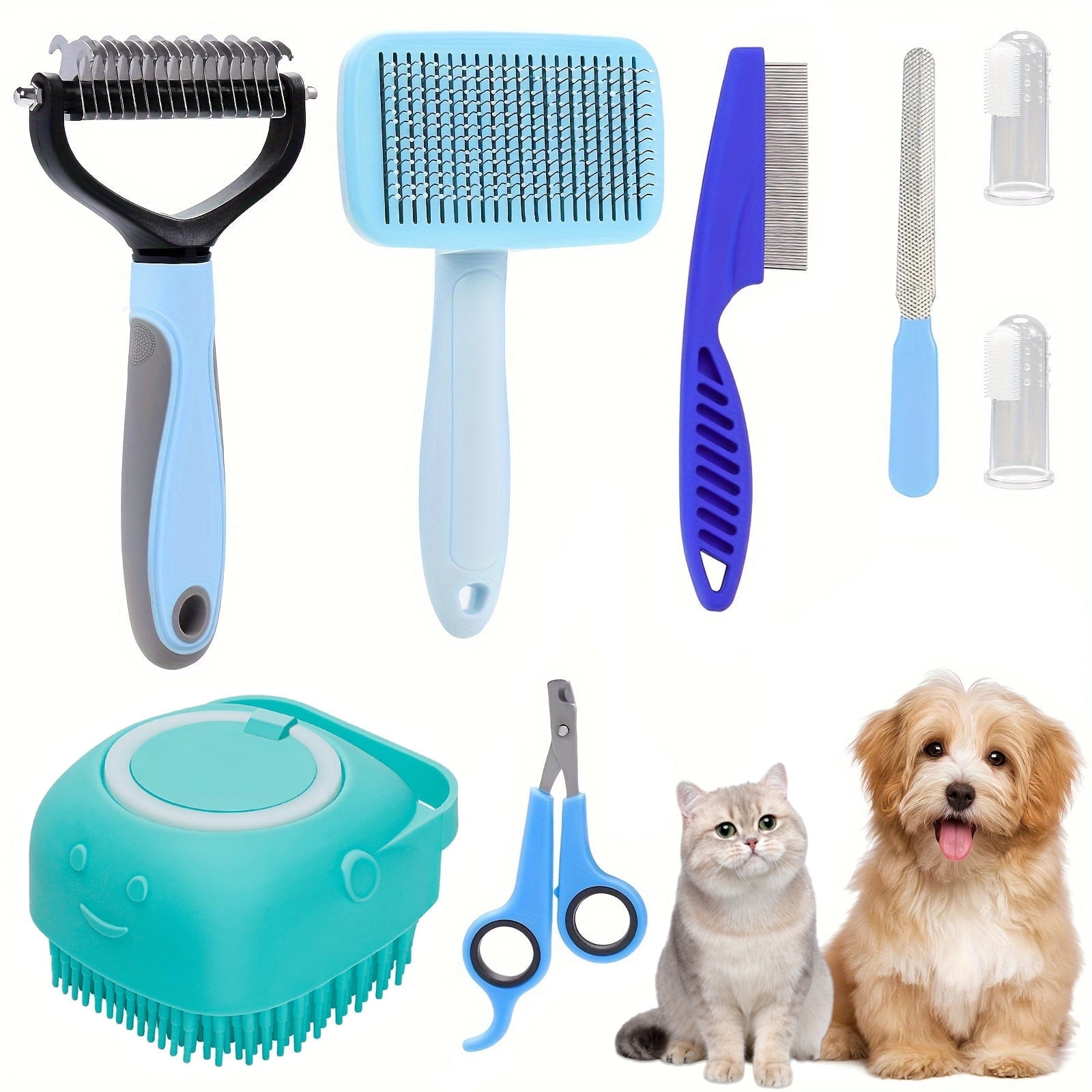 Ljsxfi 7-Piece Pet Grooming Brush Kit for Cats and Dogs photo 1