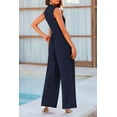 thumbnail image 2 of Womens Summer One Piece Sleeveless Mock Neck Wide Leg Pants Rompers With Pockets, 2 of 17