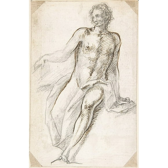 Seated Male Nude with Open Book Poster Print by Anonymous, Spanish, School of Seville, 17th century (18 x 24)