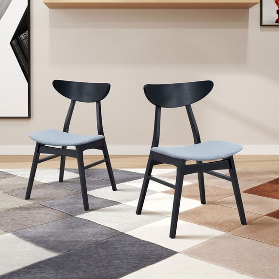 YIYADO Wooden Dining Chairs Set of 2, Modern Upholstered Kitchen Side Chairs, Wood Frame Kitchen Chairs for Dining Room, Living Room, Dining Room, Black