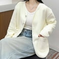 thumbnail image 5 of HAiming Women Plush Coats Fleece Long Sleeve V Neck Casual Solid Color Jackets Fall Winter Trendy Outwear Clothes, 5 of 7