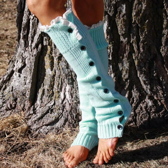 Dyfzdhu Womens Winter Warm Ladies Christmas Lace Over Knee Woolen Socks Legs