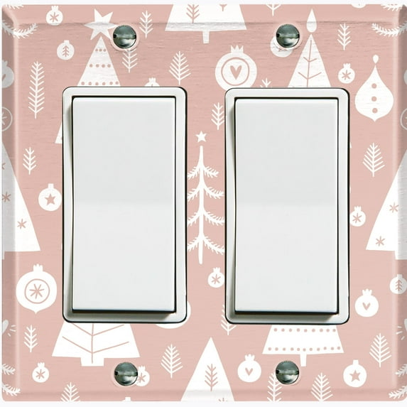 Metal Light Switch Plate Cover Festive Christmas Tree Ornaments Pink XMS009
