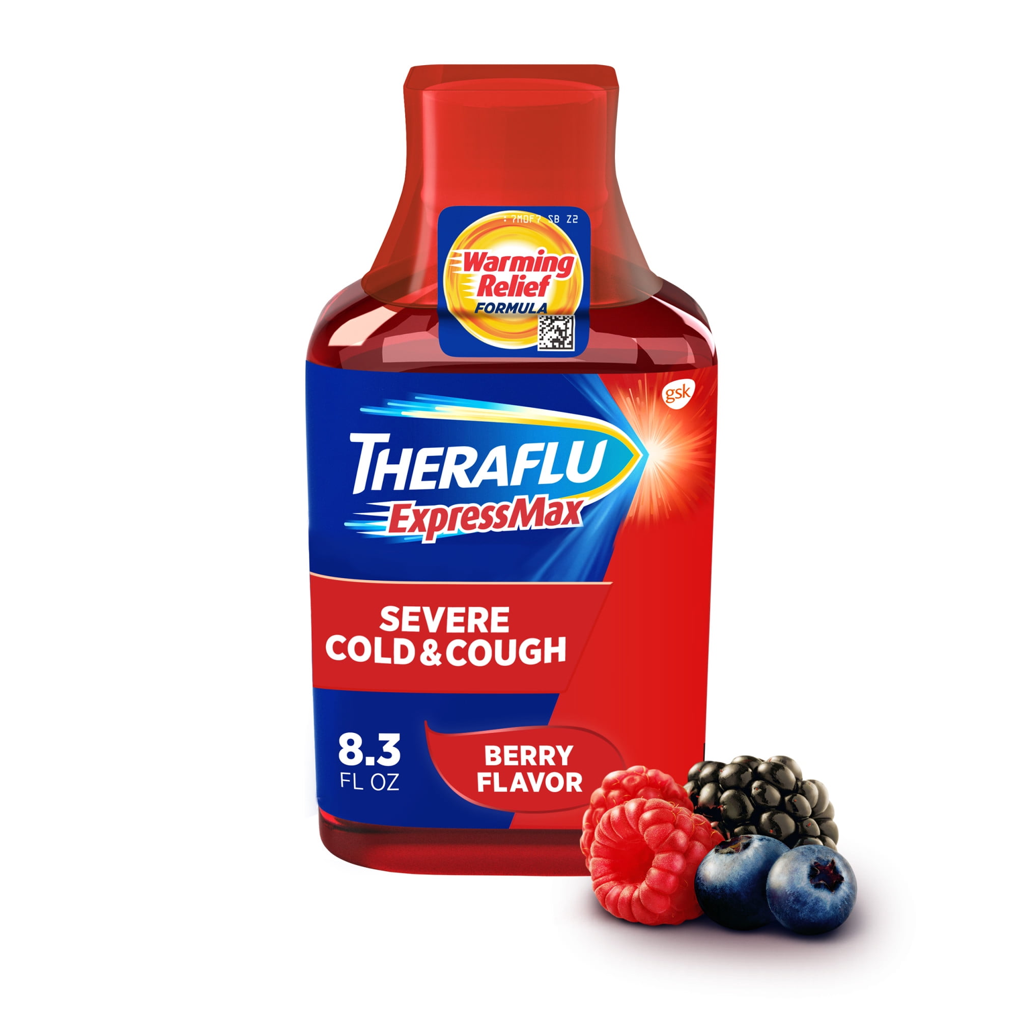 Theraflu Expressmax Severe Cold and Flu Syrup Medicine, Berry Flavor, 8.3 Oz