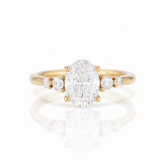 Jewelerix Modern Oval Shape Engagement Ring Five Stone Moissanite Diamond Proposal Ring 10K Yellow Gold Vermeil Wedding Gift Jewelry