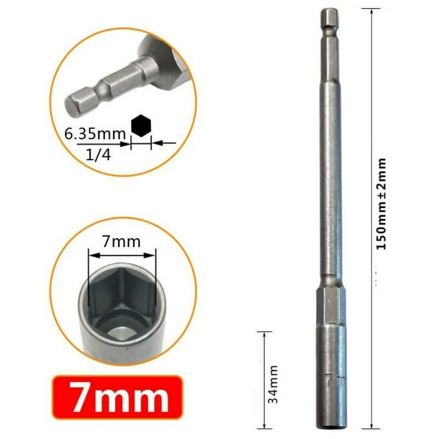 Adaptateur de Forage Hexagonal 150Mm Douille de Clé d'Extension 7Mm