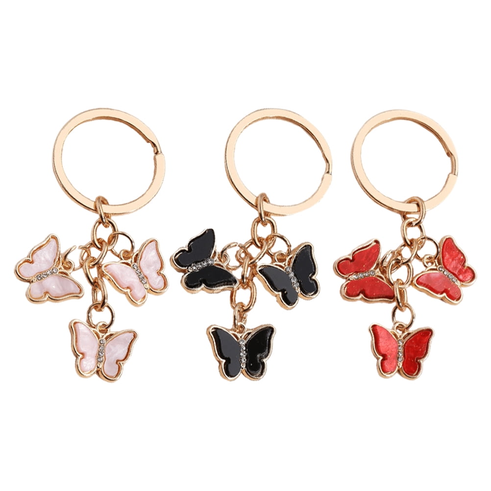 LITINKIMI 3-Pack Colorful Butterfly Keychains Key for Car Bag Purse Accessories and Decoration