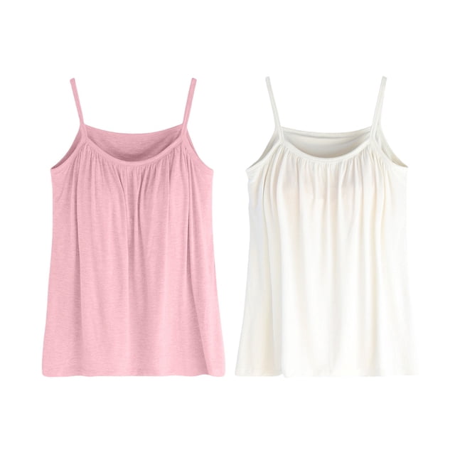 ManxiVoo 2 Pack Plus Size Womens Tank Tops with Built In Bra Soft Comfortable Sleeveless Yoga Fitness Camisole Stretchy Material XXL Size K