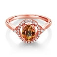 thumbnail image 2 of Gem Stone King 1.34 Ct Oval Ecstasy Mystic Topaz 18K Rose Gold Plated Silver Ring (Size 8), 2 of 4