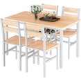 thumbnail image 4 of Baxluxe 4-person dining table set, farmhouse-style wooden kitchen dining table and chair set, farmhouse 5-piece dining table set with storage rack, small kitchen dining table set,ivory beige, 4 of 8