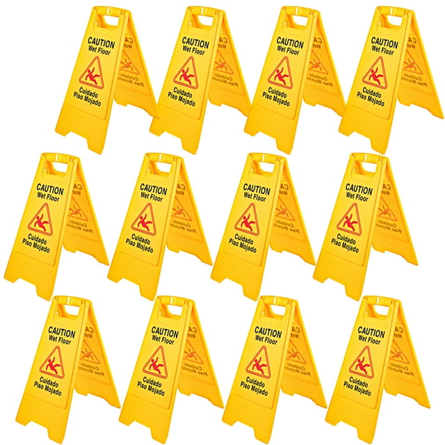 Wet Floor Sign Caution Wet Floor Yellow Floor Wet Sign Double Sided 12 Packs
