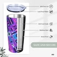 thumbnail image 5 of Music Party Audio Neon Night Stainless Steel Tumbler with Lid and Straw 20oz Vacuum Insulated Travel Mug for Hot & Cold Drinks Coffee Wine Water Cup, 5 of 7