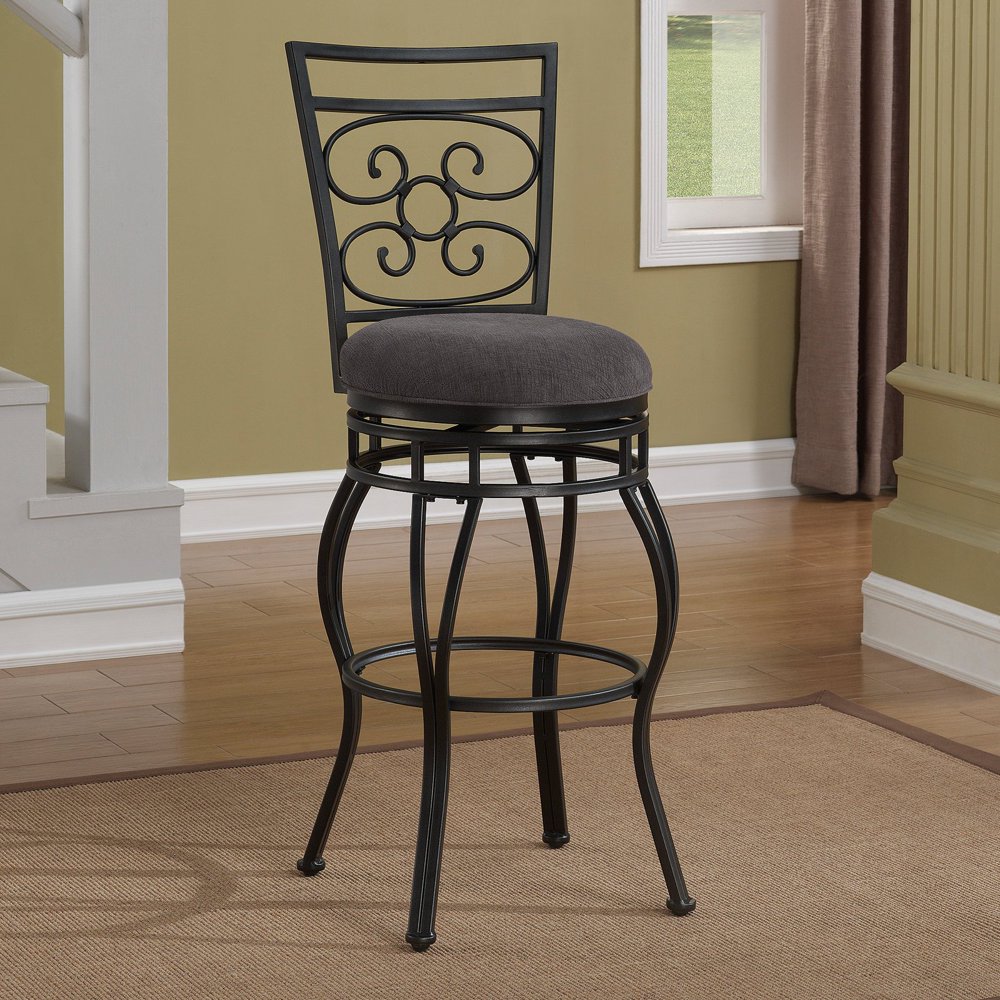 American Woodcrafters Albany Bar Stool with Swivel, Black