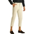 thumbnail image 5 of INSPIRE CHIC Men's Cropped Pants Skinny Pleated Front Ankle Length Dress Pants 28 Beige, 5 of 6