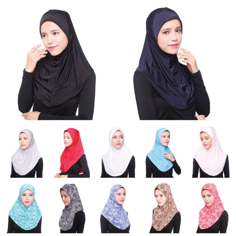 12PCS Muslim Islamic Women Inner Caps Rhinestone Hats Hijab Headwear Shawls 