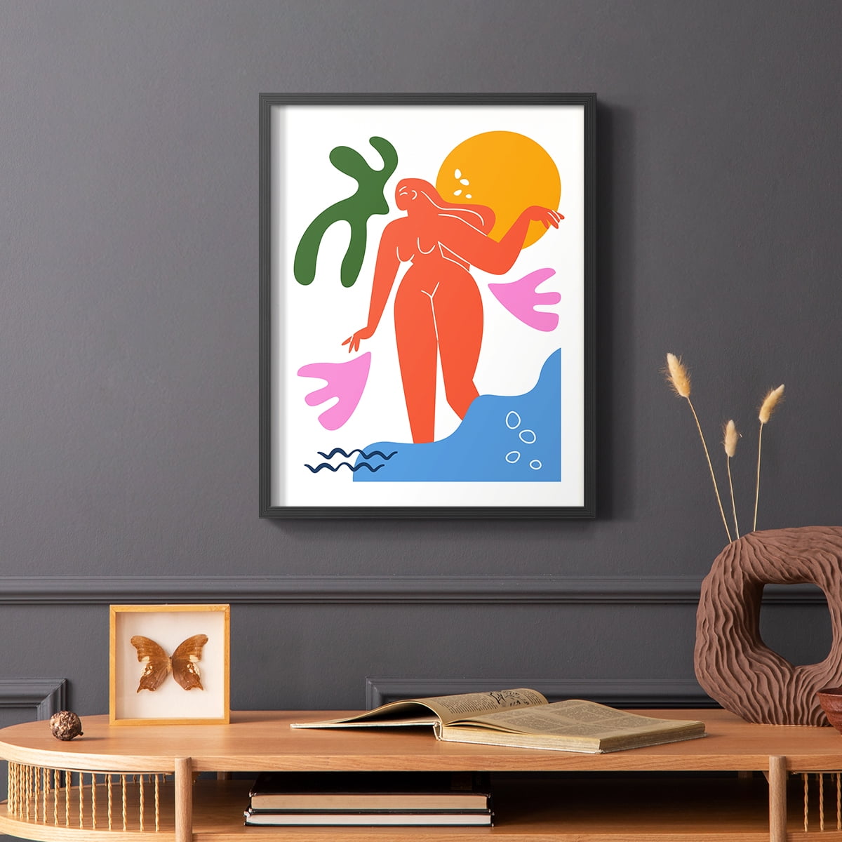 Matisse CDLIV in Black Solid Wood Framed Print No Nail Hanging
