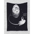 thumbnail image 1 of Hello Tapestry, Hand Waving Astronaut in a Rocket from Moon Doodle Cosmic Outer Space Theme, Wall Hanging for Bedroom Living Room Dorm Decor, 40W X 60L Inches, Indigo and White, by Ambesonne, 1 of 2