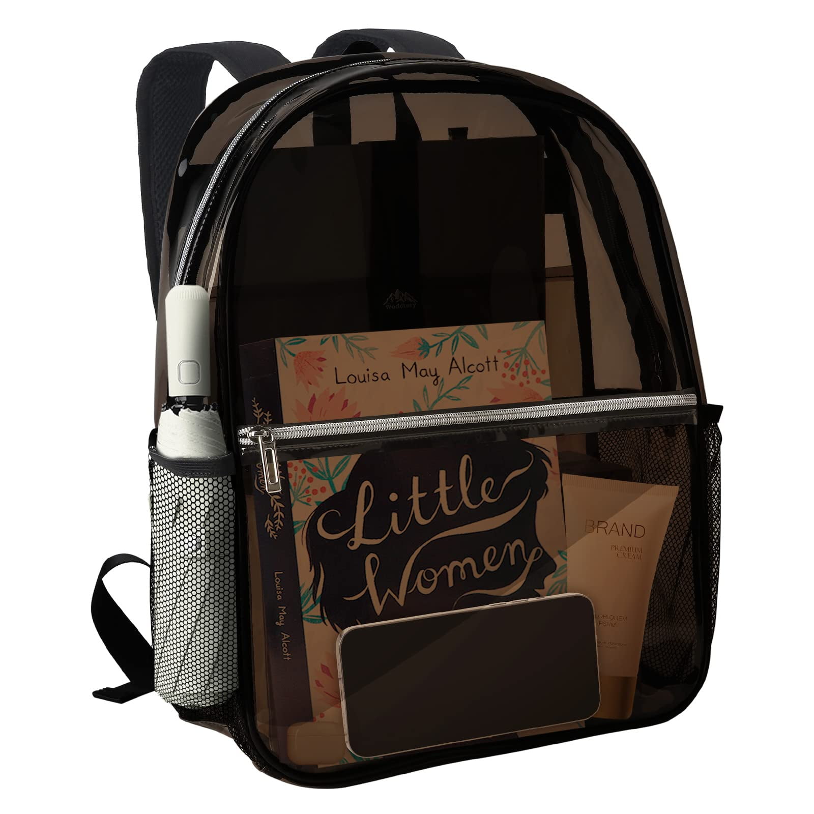 SANMADROLA Black Clear Backpack, Heavy Duty Backpack, PVC Transparent