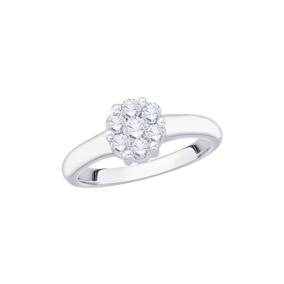 Diamond Floral Fashion Ring in 14K White Gold (1/2 cttw) (I-Color, SI3/I1-Clarity) (Size-8)
