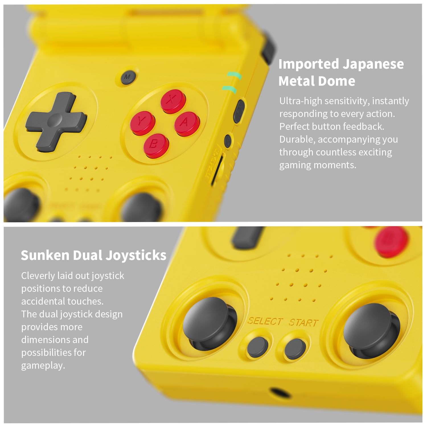 RG34XXSP Handheld Game Console,3300 mAh Battey,3.4 inch Screen Support 30+ Simulators 5G WiFi Bluetooth HD Indigo Yellow