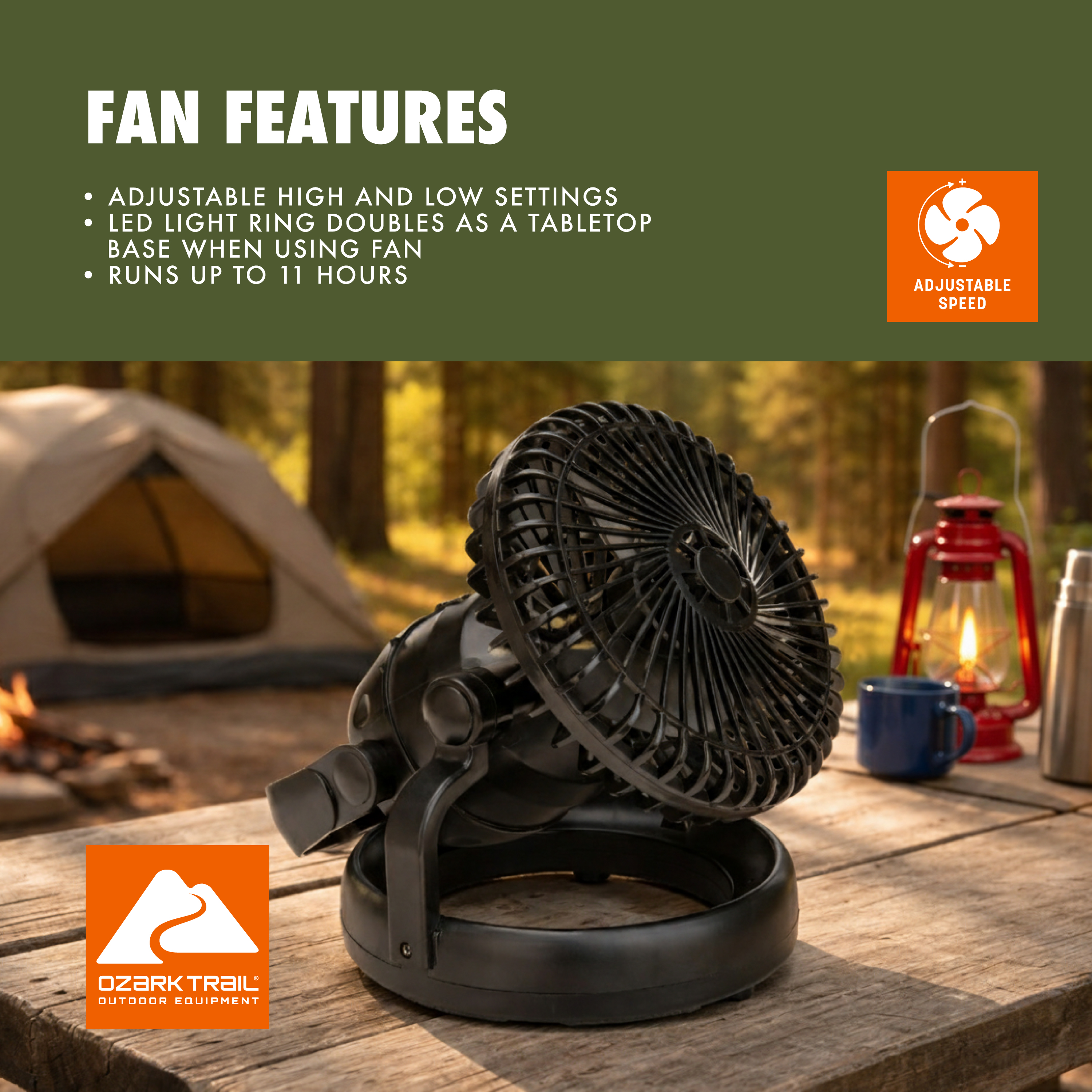 Linterna de campamento Ozark Trail con ventilador ajustable, 145 lúmenes, hasta 11 horas de duración 5
