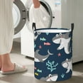 thumbnail image 5 of Fuzoiu Friendly Smiling Sharks Print Circular Hamper,Laundry Basket with Handle,Collapsible Laundry,Dirty Clothes Storage Basket,for Bedroom Bathroom Dorm Living Room-Small, 5 of 6
