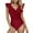 Burgundy, variant on Wyobmus Women's One Piece Swimsuit Tummy Control Bathing Suits Ruffle Sleeve Swimsuit Full Coverage Qiuck Drying Swimwear Mint Green