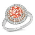 thumbnail image 2 of 2.6 ct Round Cut Simulated Red Diamond Halo Engagement Ring for Women in 18K White/Rose Gold, 2 of 2