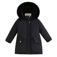 thumbnail image 1 of Toddler Boy Winter Coat Boys Puffer Coat Mid-Length Heavyweight with Fur Faux Hooded Warm Windproof Kids Winter Jacket Boys Size 5-6 Years Winter Coat, 1 of 4