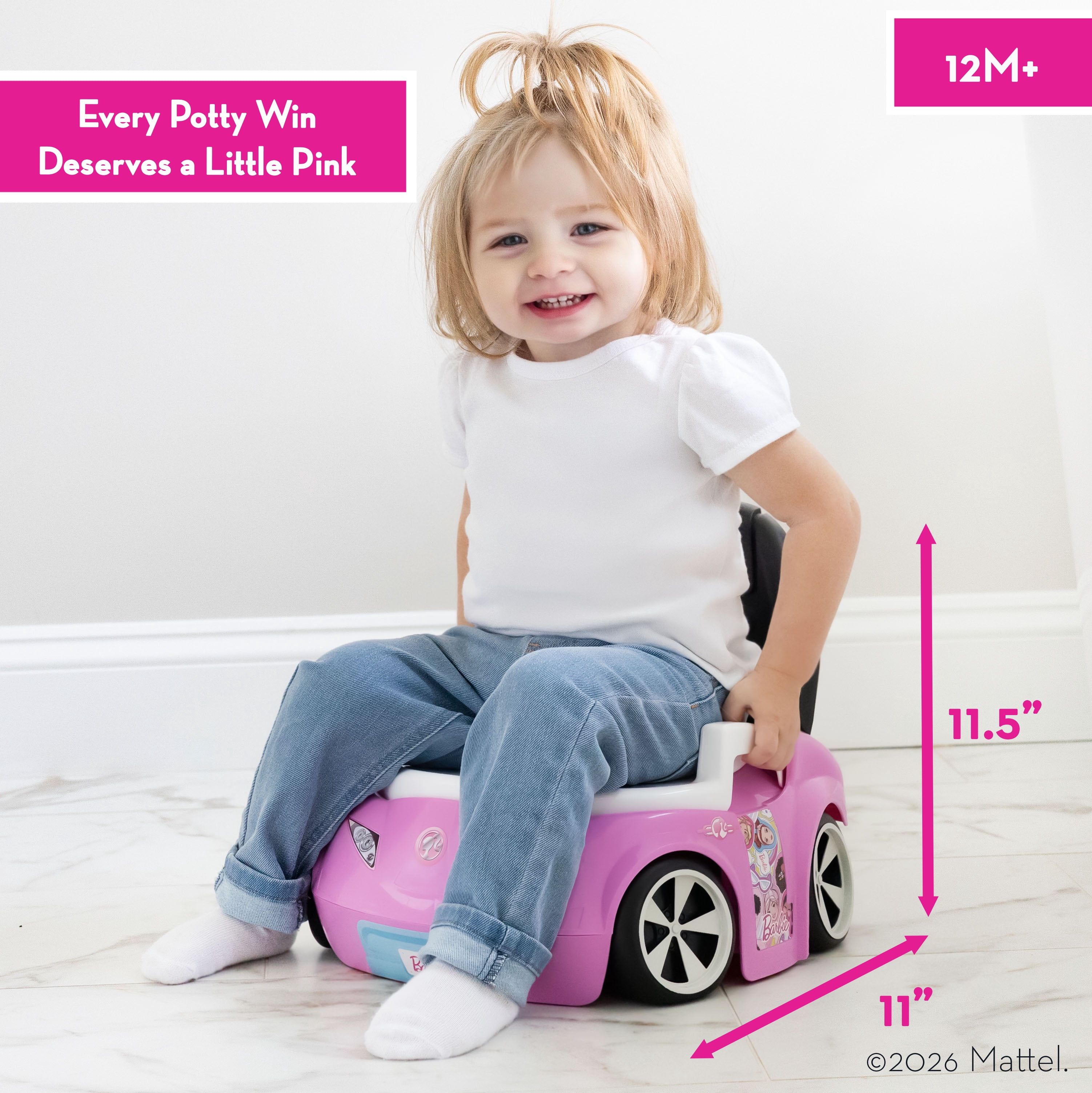 Barbie Dream Potty Training Toilet, Includes Detachable Toddler Toilet Seat and Kids Potty, Ages 12 Months and Up, Pink