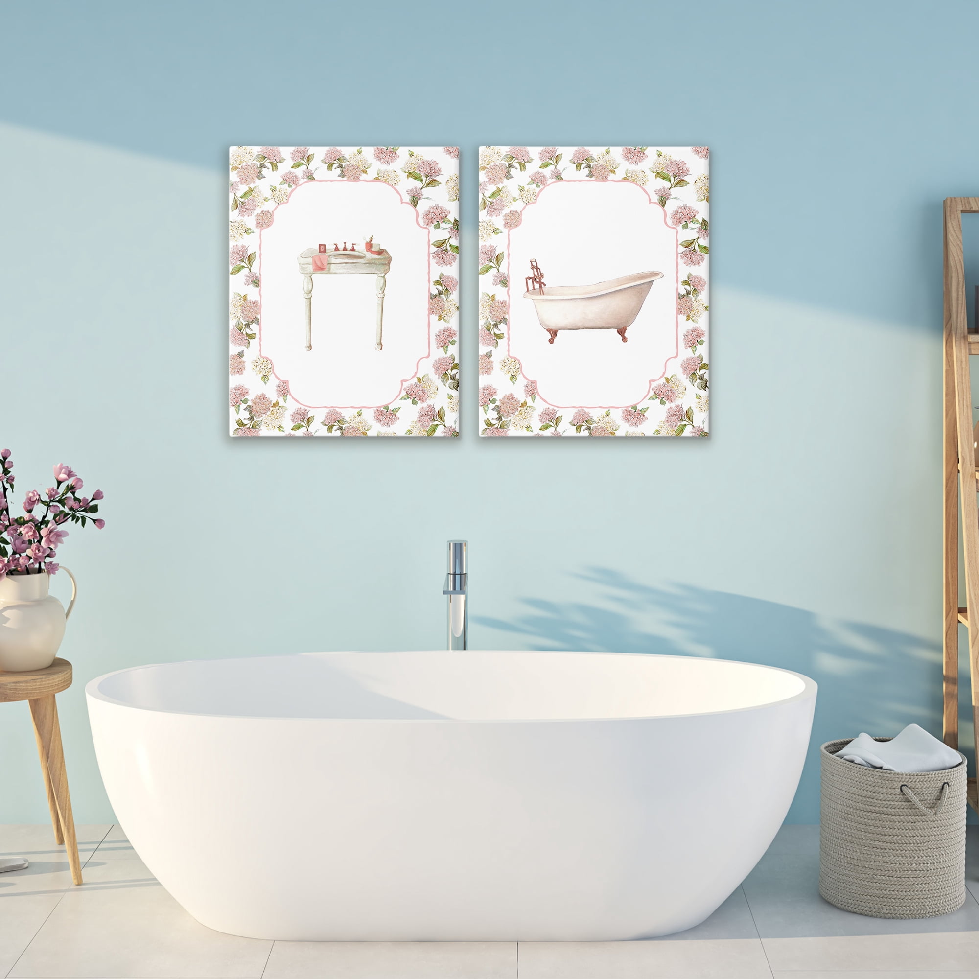 Stupell Industries Elegant Hydrangeas Bathroom 2 Piece Canvas Wall Art Set, design by Carol Robinson