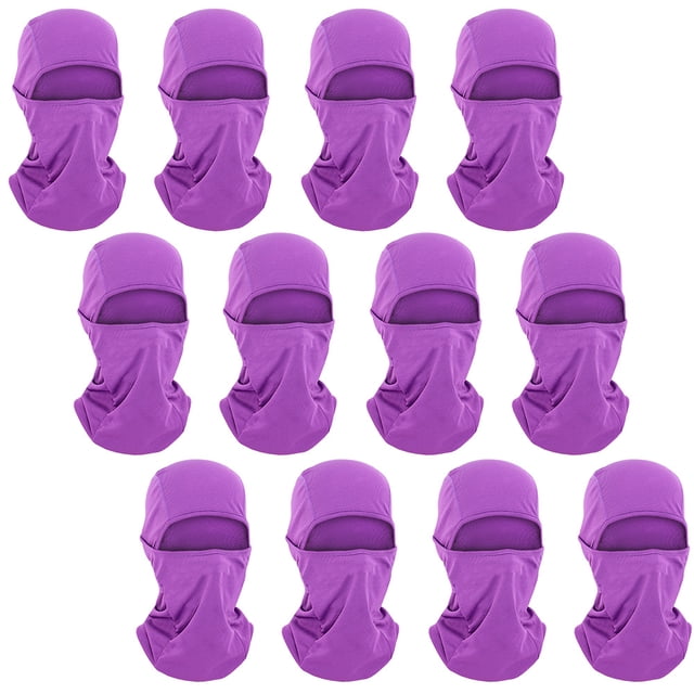 TOPTIE Lot de 12 Cagoules Noires, Cagoule Ajustable en Maille Rafraîchissante pour Protection Solaire UV Extérieure - 12 Pcs Violet