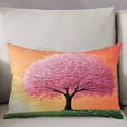 thumbnail image 3 of Pink Tree Throw Pillow Cover 20 x 36 Inch Decorative Pillow Cover Orange Gradient Sky Retro Watercolor Grass Lumbar Pillowcase Seasonal Rectangle Cushion Case for Couch Sofa Bed Living Room, 3 of 7