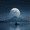 Orca Whale Ocean Moon Mountains, variant on UXIEQU Gold Peony Embossed Texture Canvas Wall Art 15.75x11.81 INCHES