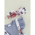 thumbnail image 5 of Cenuakty Baby Girl's Romper, Round Neck Ruffle Sleeve Bowknot Decorated Floral Printed Patchwork Romper + Headband, 5 of 9