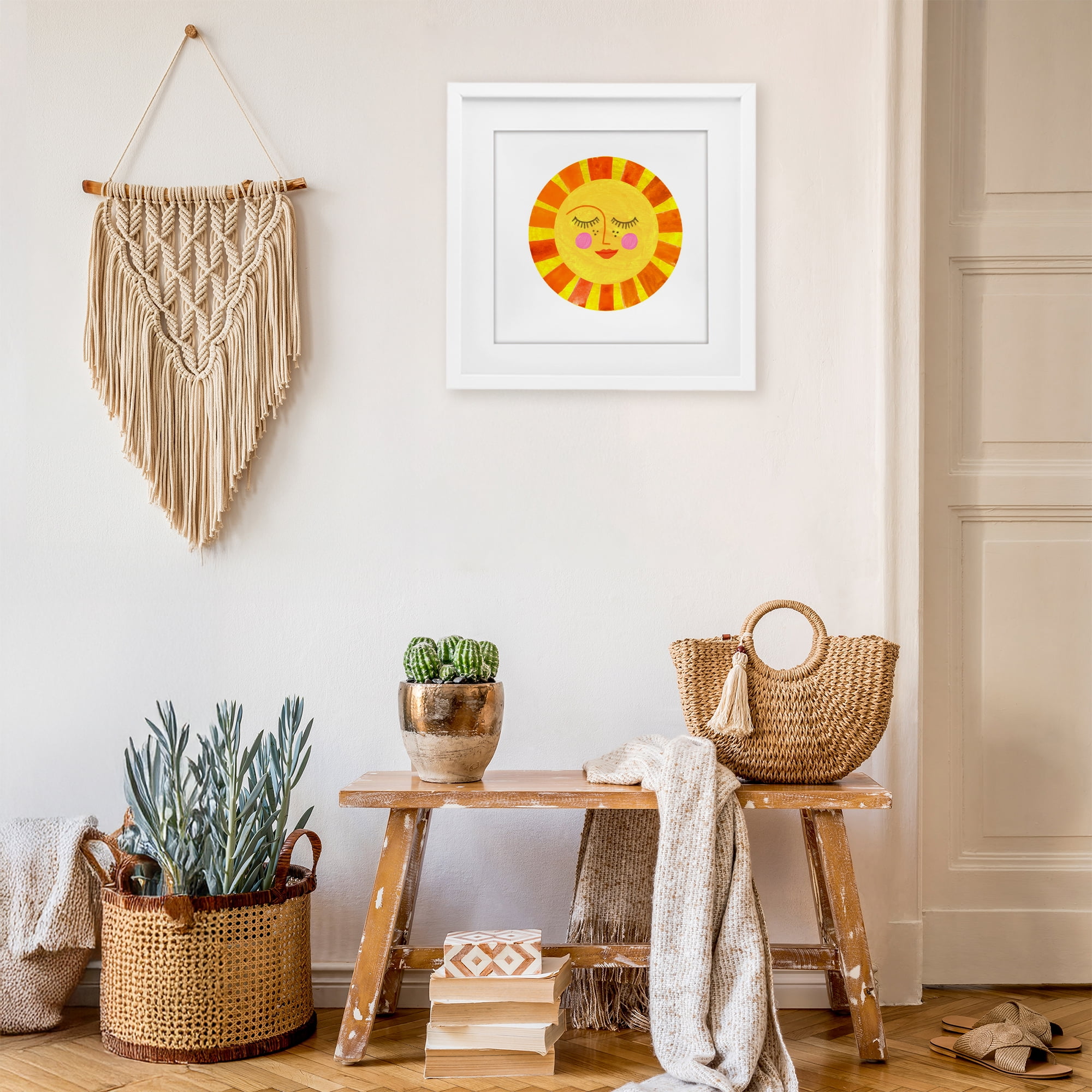 Stupell Industries Simple Warm Sunshine White Framed Print Under Glass, design by Katherine Herrell Studio