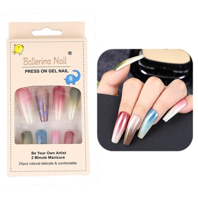 Ganfancp 24 Piezas de Uñas Postizas Parches de Uñas de Arte Wearable Nail Art Productos Extraíble Rebajas Hoy Liquidación 1 Caja de Hojas de Clavos (24Pcs)