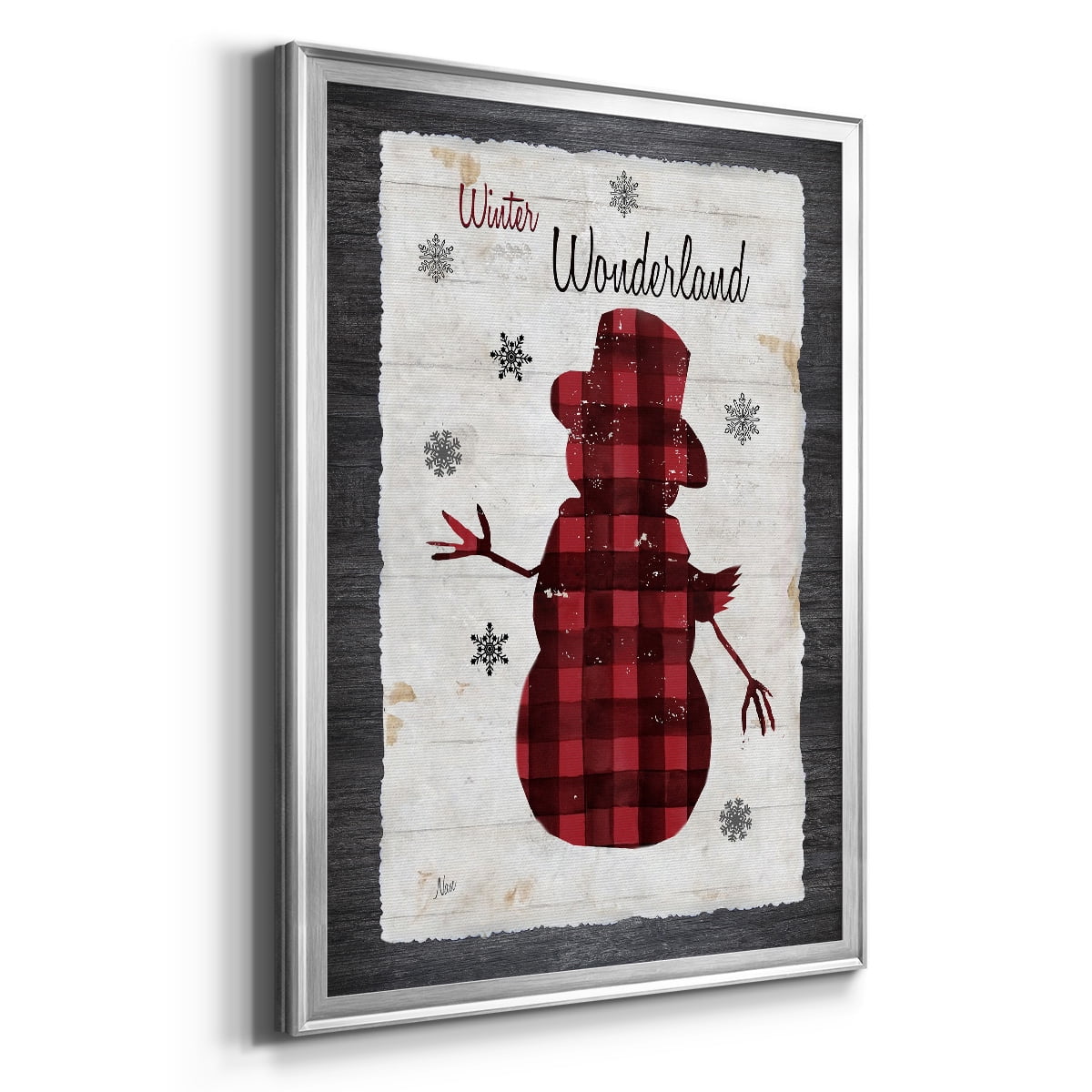 Checkered Snowman II Premium Framed Print - Ready to Hang