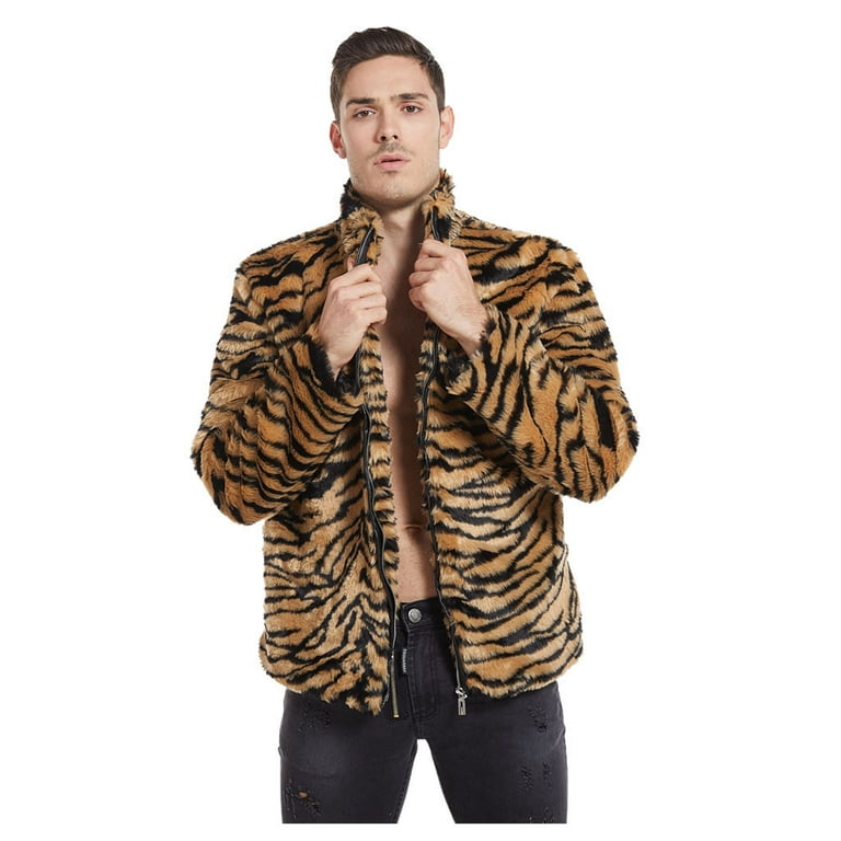 KBKYBUYZ Men's Winter Faux Fox-Fur' Coat Faux Fur Coat Men Turn