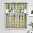 thumbnail image 2 of Farmhouse Kitchen Curtains Set of 3 - Green Frog & Mushroom Plant Print, Semi-Sheer Short Curtains with Rod Pocket for Caf Windows, 2 of 3