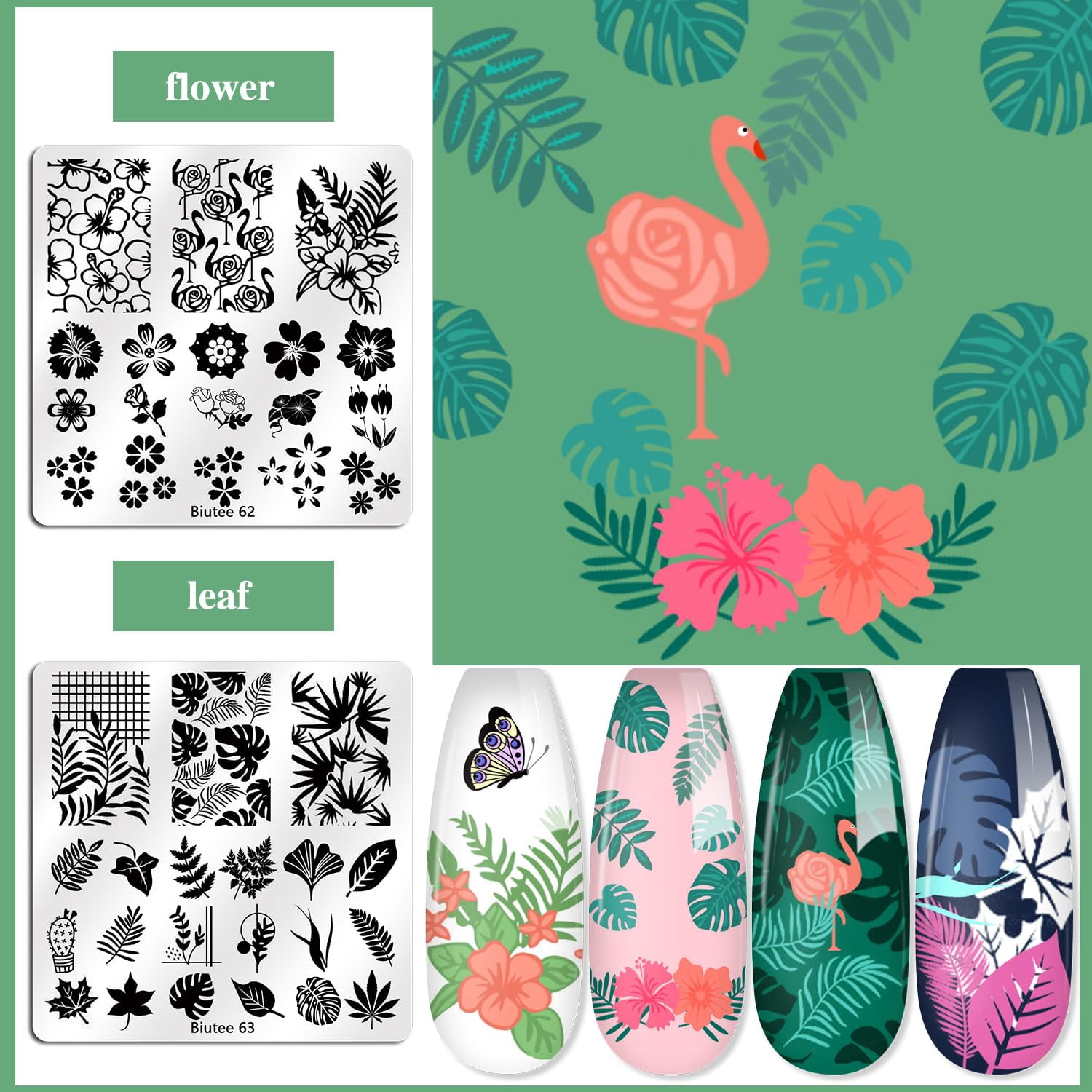 Biutee Nail Stamp Plates Set 15pcs Nail Plates 8pcs Stamp Gel 1pc Nail Stamper Scraper Set Storage Bag Gift Box Nail Stamp Template Kit Lace Flower Star Holiday Design for Halloween Christmas Gift