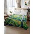 thumbnail image 2 of Green Oil Painting Queen Size Flat Sheet, Wrinkleproof & Fadeproof Cooling Flat Bed Sheet Only, Modern Abstract Art Summer Tree Breathable Soft Bedding Top Sheets 90 x 102 Inches, 2 of 8
