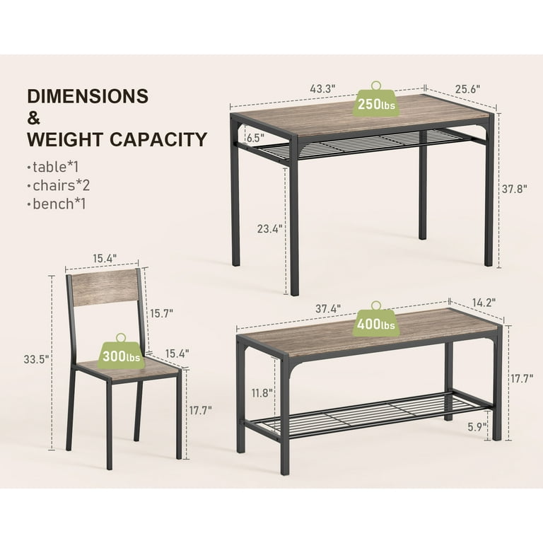 Bench size for dining table sale