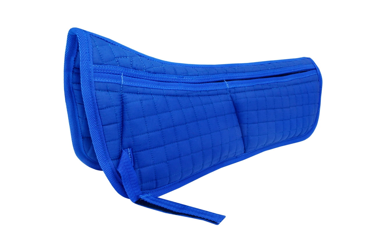 Horse Contoured Wither Relief Quilted Half Pad w/ Foam Inserts Blue