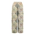 thumbnail image 6 of Minjewel Palazzo Pants for Women Print Wide Leg - High Waist Casual Trousers Pockets Elastic, Wide Leg Pants Boho Summer Trousers, Pants for Women for Beach Daily,Beige L, 6 of 7