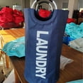 thumbnail image 2 of Bolsa de tela para lavandería, grande, de tela Oxford, para ropa sucia, plegable, de aluminio, con aro, para guardar juguetes y ropa sucia, 2 of 5